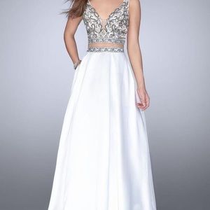 White Two-Piece Gigi LaFemme Prom Dress